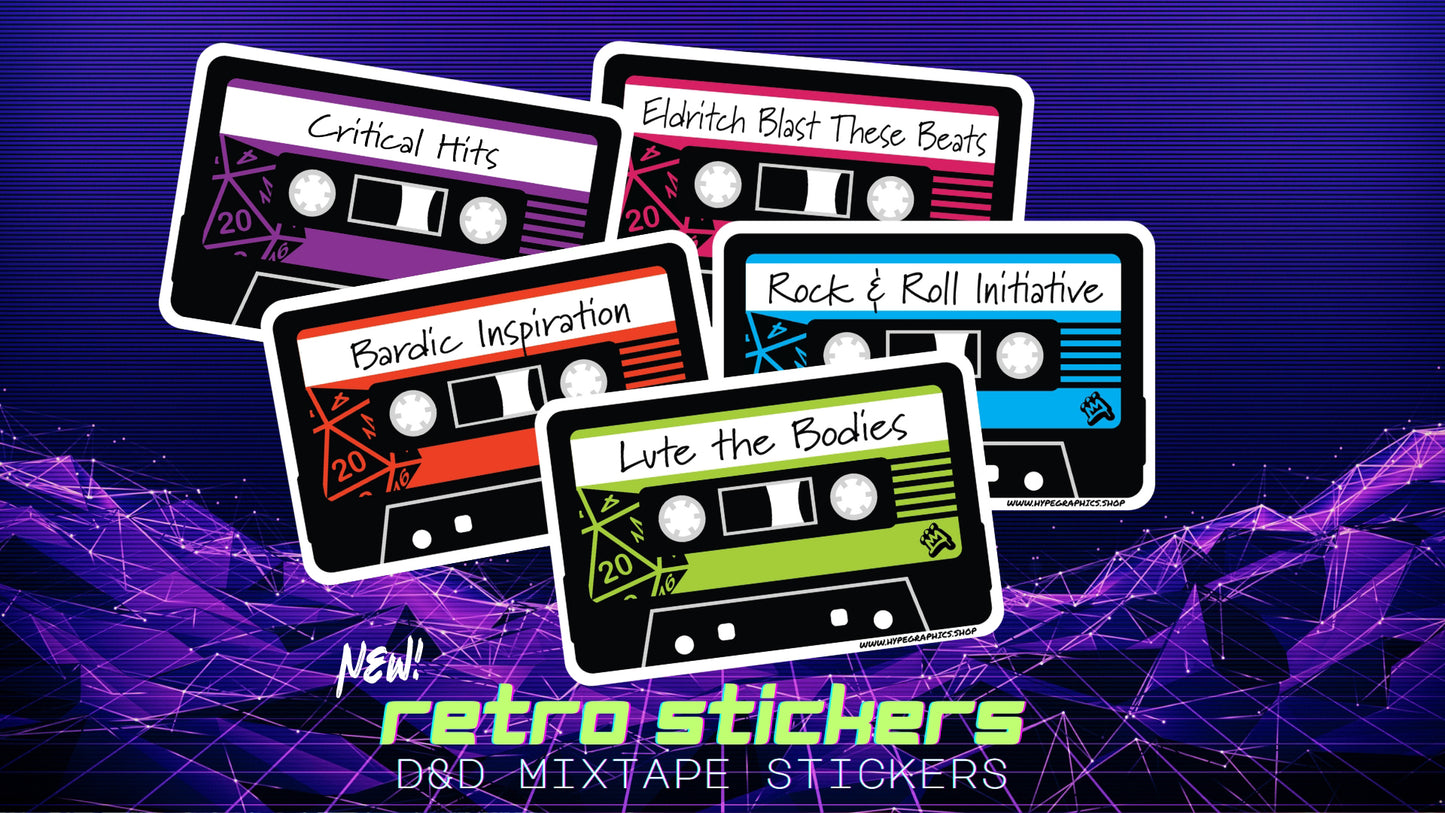 Retro D&D Mixtape Stickers